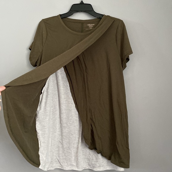 Short sleeve nursing top. Green and gray - Picture 2 of 3